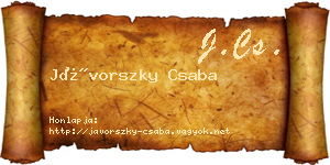 Jávorszky Csaba névjegykártya