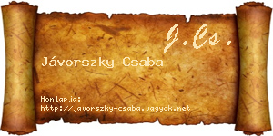 Jávorszky Csaba névjegykártya